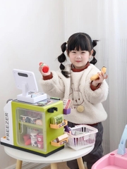Đồ chơi siêu thị quầy tính tiền kèm máy bán cà phê như thật, máy quẹt thẻ có đèn nhạc cho bé nhập vai bán hàng