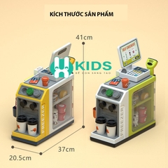 Đồ chơi siêu thị quầy tính tiền kèm máy bán cà phê như thật, máy quẹt thẻ có đèn nhạc cho bé nhập vai bán hàng