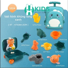 Đồ chơi vali xúc cát hình vịt, khủng long, cá voi cỡ lớn cho bé trai bé gái đi biển nghịch nước nhà tắm nhiều phụ kiện