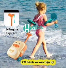 Đồ chơi vali xúc cát hình vịt, khủng long, cá voi cỡ lớn cho bé trai bé gái đi biển nghịch nước nhà tắm nhiều phụ kiện