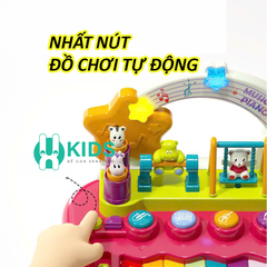 Đồ chơi âm nhạc đàn piano mini đa năng với 5 hiệu ứng nhạc cụ có đèn, mô hình động vật nhảy múa giáo dục sớm cho bé