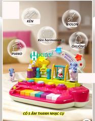 Đồ chơi âm nhạc đàn piano mini đa năng với 5 hiệu ứng nhạc cụ có đèn, mô hình động vật nhảy múa giáo dục sớm cho bé