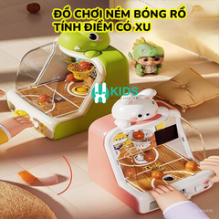 Đồ chơi bắn bóng rổ mini tính điểm loại mới mô hình khủng long thỏ cute kèm xu có đèn nhạc cải thiện tay mắt cho bé