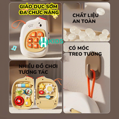 Đồ chơi điện thoại giáo dục sớm đa chức năng nhiều loại âm thanh có bảng bận rộn hình chú voi phát triển trí tuệ cho bé