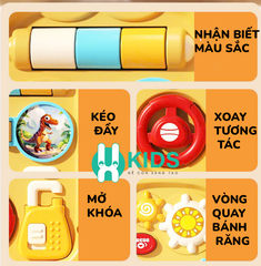 Đồ chơi điện thoại giáo dục sớm đa chức năng nhiều loại âm thanh có bảng bận rộn hình chú voi phát triển trí tuệ cho bé