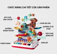 Đồ chơi giáo dục sớm đa chức năng có phím piano, đàn gõ, đường ray ô tô