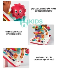 Đồ chơi giáo dục sớm đa chức năng có phím piano, đàn gõ, đường ray ô tô