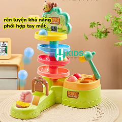 Đồ chơi giáo dục sớm đa năng 3in1 có đập chuột cùng đường trượt kết hợp bắn bóng tính điểm cho bé từ 6 tháng - 3 tuổi