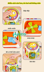 Đồ chơi hộp bận rộn 9 mặt đa năng 26 cách chơi có đàn nhạc, câu cá, điện thoại, vô lăng, đập chuột giáo dục sớm cho bé