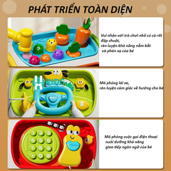 Đồ chơi hộp bận rộn 9 mặt đa năng 26 cách chơi có đàn nhạc, câu cá, điện thoại, vô lăng, đập chuột giáo dục sớm cho bé
