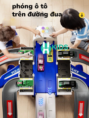 Đồ chơi máy bay cảnh sát cứu hỏa cỡ lớn loại mới biến hình đường đua dài 1m1 kèm 6 ô tô có đèn có nhạc cho bé