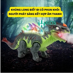 Đồ chơi mô hình khủng long cỡ lớn biết đi người phát sáng có nhạc và phun lửa cực kì thú vị cho bé