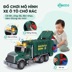Đồ chơi mô hình xe ô tô chở rác vệ sinh cỡ lớn chạy đà cao cấp có đèn nhạc hoạt động như thật cho trẻ em