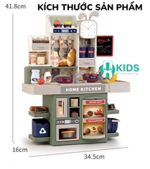 Đồ chơi nhà bếp loại mới Châu Âu cỡ lớn cao 42cm đầy đủ hiệu ứng khói vòi nước kèm nhiều phụ kiện nấu ăn hoa quả cho bé