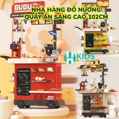 Đồ chơi nhà hàng đồ nướng gà rán quầy ăn nhanh X KID cao 102cm kèm hiệu ứng đổi màu đồ ăn, vòi nước khói, máy tính tiền