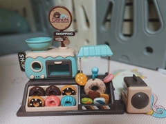Đồ chơi quầy bán hàng tiệm làm bánh donut 34 chi tiết có đèn nhạc vui nhộn kèm xe đẩy chở hàng cho bé