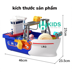 Đồ chơi thuyền chở hàng tàu thủy cỡ lớn giáo dục đa chức năng có trò chơi câu cá, vòi phun nước, dụng cụ nấu ăn cho bé