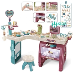 Đồ chơi phòng khám bác sĩ mini nhập vai y tá có đèn nhạc đầy đủ dụng cụ y tế kèm cả ghế ngồi cho bé