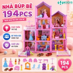 Nhà Búp Bê Lắp Ráp 194 Chi Tiết Kèm Nội Thất Và Búp Bê – Mã DSJ589-1