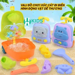 Bộ Vali kéo đồ chơi xúc cát cỡ lớn cho bé trai bé gái đi biển nghịch nước nhà tắm hình con vật dễ thương