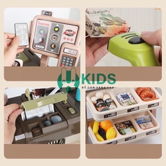 Đồ chơi siêu thị bán hàng size to lớn 64pcs kèm xe đẩy có quầy pha cafe, quầy tính tiền, máy quẹt thẻ có đèn nhạc cho bé