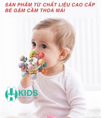 Đồ chơi lục lạc bóng cao su nhựa mềm ngậm nướu cao cấp nhiều màu sắc phát ra âm thanh cầm tay cho bé gặm mọc răng