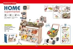 Đồ chơi siêu thị bán hàng size to lớn 64pcs kèm xe đẩy có quầy pha cafe, quầy tính tiền, máy quẹt thẻ có đèn nhạc cho bé