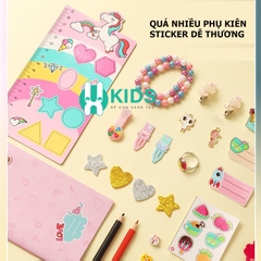 Đồ chơi sách nhật ký ma thuật, hộp quà tặng bí mật vui nhộn kèm nhiều phụ kiện sticker dễ thương cho bé gái