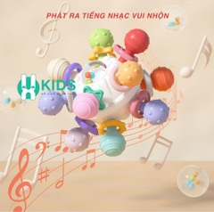 Đồ chơi lục lạc bóng cao su nhựa mềm ngậm nướu cao cấp nhiều màu sắc phát ra âm thanh cầm tay cho bé gặm mọc răng