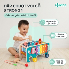 Đập Chuột Voi Gỗ 3 Trong 1 ELT Cho Bé - Đồ Chơi XKIDS