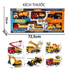 Bộ 6 Xe Công Trình Mô Hình Cỡ Lớn Cho Bé