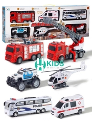 BỘ 6 xe cứu hộ đường phố cỡ siêu lớn cho bé, đồ chơi ô tô xe cảnh sát, xe cứu thương, cứu hoả và trực thăng trẻ em
