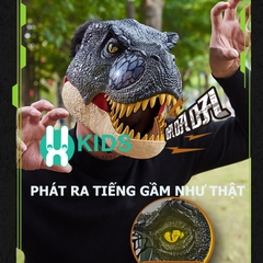 Đồ chơi khủng long hoá trang cỡ lớn, mặt nạ mũ trùm đầu hình khủng long có quai đeo kèm hiệu ứng nhạc đèn cho bé