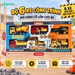 Bộ 6 Xe Công Trình Mô Hình Cỡ Lớn Cho Bé