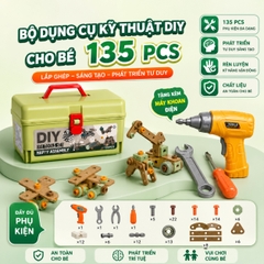 Bộ Dụng Cụ Kỹ Thuật DIY Cho Bé 135–144 Chi Tiết Lắp Ráp Sáng Tạo