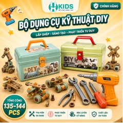 Bộ Dụng Cụ Kỹ Thuật DIY Cho Bé 135–144 Chi Tiết Lắp Ráp Sáng Tạo