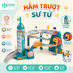 HẦM TRƯỢT SƯ TỬ – ĐƯỜNG ĐUA KẾT HỢP THANG MÁY SIÊU HẤP DẪN, Tặng 4 xe mini