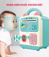 Két sắt mini cho bé mở khoá bằng vân tay, nhận dạng khuôn mặt hình chú mèo