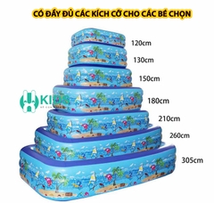 Bể bơi thành cao 3 tầng cao cấp cỡ lớn tới 2m6, hồ bơi phao bơm hơi điện dày dặn, đáy chống trơn trượt an toàn cho bé