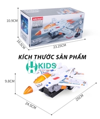 Đồ chơi máy bay chiến đấu cỡ lớn biến hình robot tự tránh chướng ngại vật kèm đèn LED có nhạc vui nhộn cho bé