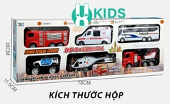 BỘ 6 xe cứu hộ đường phố cỡ siêu lớn cho bé, đồ chơi ô tô xe cảnh sát, xe cứu thương, cứu hoả và trực thăng trẻ em