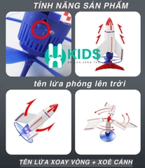 Đồ chơi bệ phóng tên lửa máy bay có thể xoay vòng xoè cánh có đèn vui nhộn