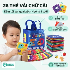 Bộ 26 Thẻ Vải 2 Mặt Chữ Cái A–Z Kèm Túi Đựng Cho Bé LT5978