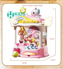 Máy gắp gấu mini phiên bản mới ngựa pony cánh tiên có nhạc đèn led chiếu hoạt hình cỡ lớn sẵn nhiều xu gấu bóng cho bé