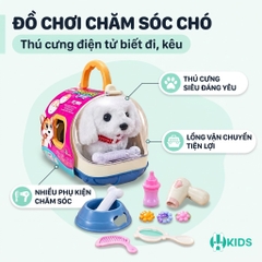 Bộ Đồ Chơi Chó Cưng Điện Tử Kèm Lồng Và Phụ Kiện Chăm Sóc