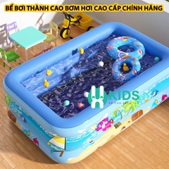 Bể bơi thành cao 3 tầng cao cấp cỡ lớn tới 2m6, hồ bơi phao bơm hơi điện dày dặn, đáy chống trơn trượt an toàn cho bé
