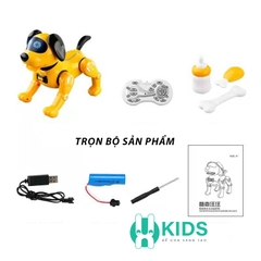 Đồ chơi chó robot điều khiển từ xa kèm pin sạc có sủa gáy, phát giọng nói đối thoại, nhảy múa thông minh cho bé