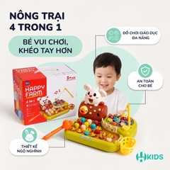 Bộ Đồ Chơi Nông Trại 4 Trong 1 Cho Bé RT-1701, Câu Cá, Đập Chuột, Nhổ Củ Cà Rốt, Cho Thỏ Ăn