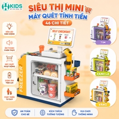 Bộ đồ chơi siêu thị mini cho bé kèm máy quét tính tiền 46 chi tiết – quầy bán hàng mô phỏng có đèn âm thanh