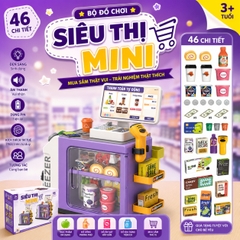 Bộ đồ chơi siêu thị mini cho bé kèm máy quét tính tiền 46 chi tiết – quầy bán hàng mô phỏng có đèn âm thanh